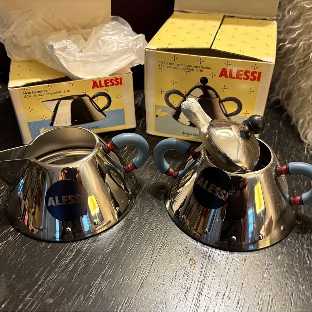 Vintage - Alessi Michael Graves Creamer & Sugarbowl (circa 1980s)